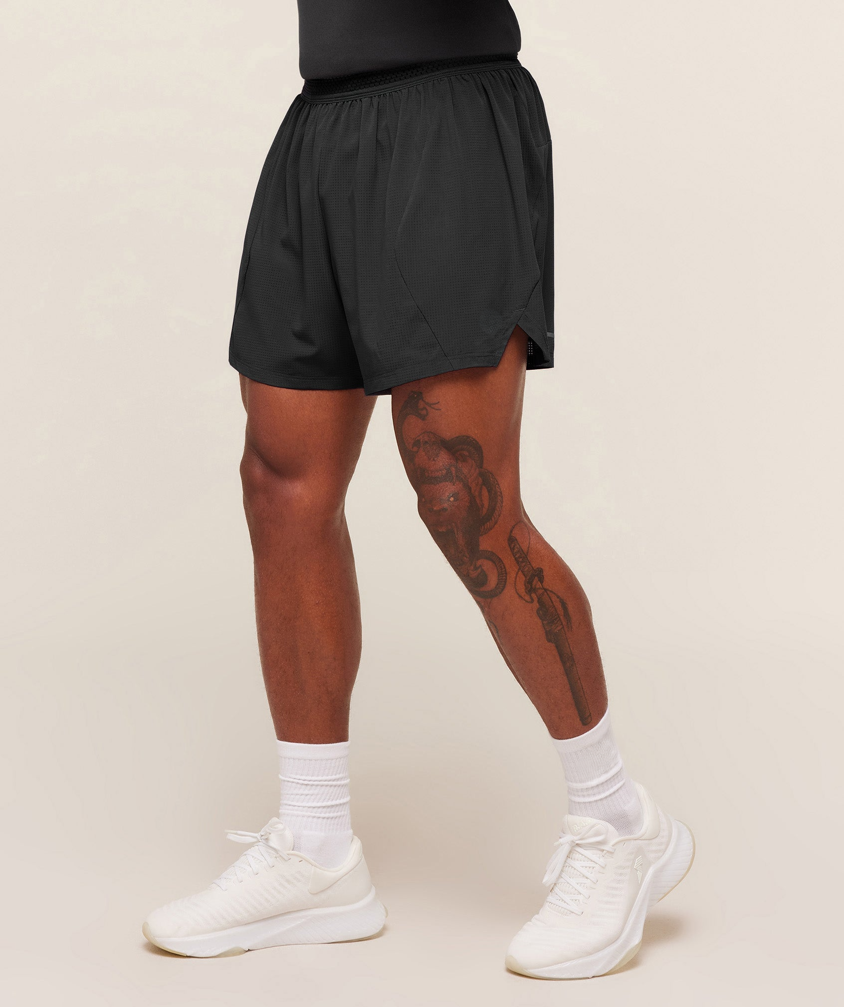Black Perforated Running Shorts 6-Inch - Men's Zip Pocket Training