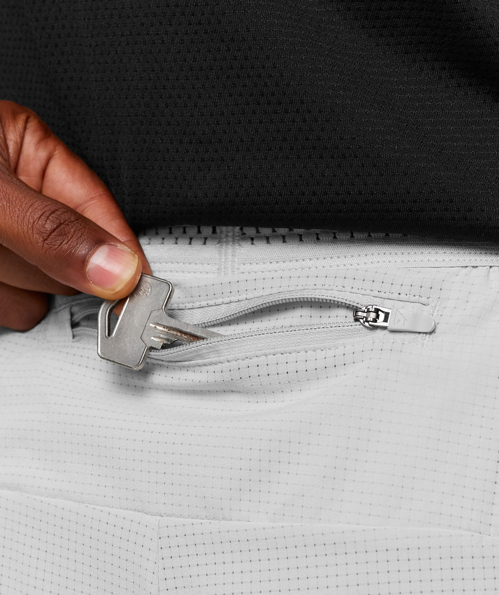 Light Gray Perforated 2-in-1 Shorts - Men's 4-Inch Lined Running