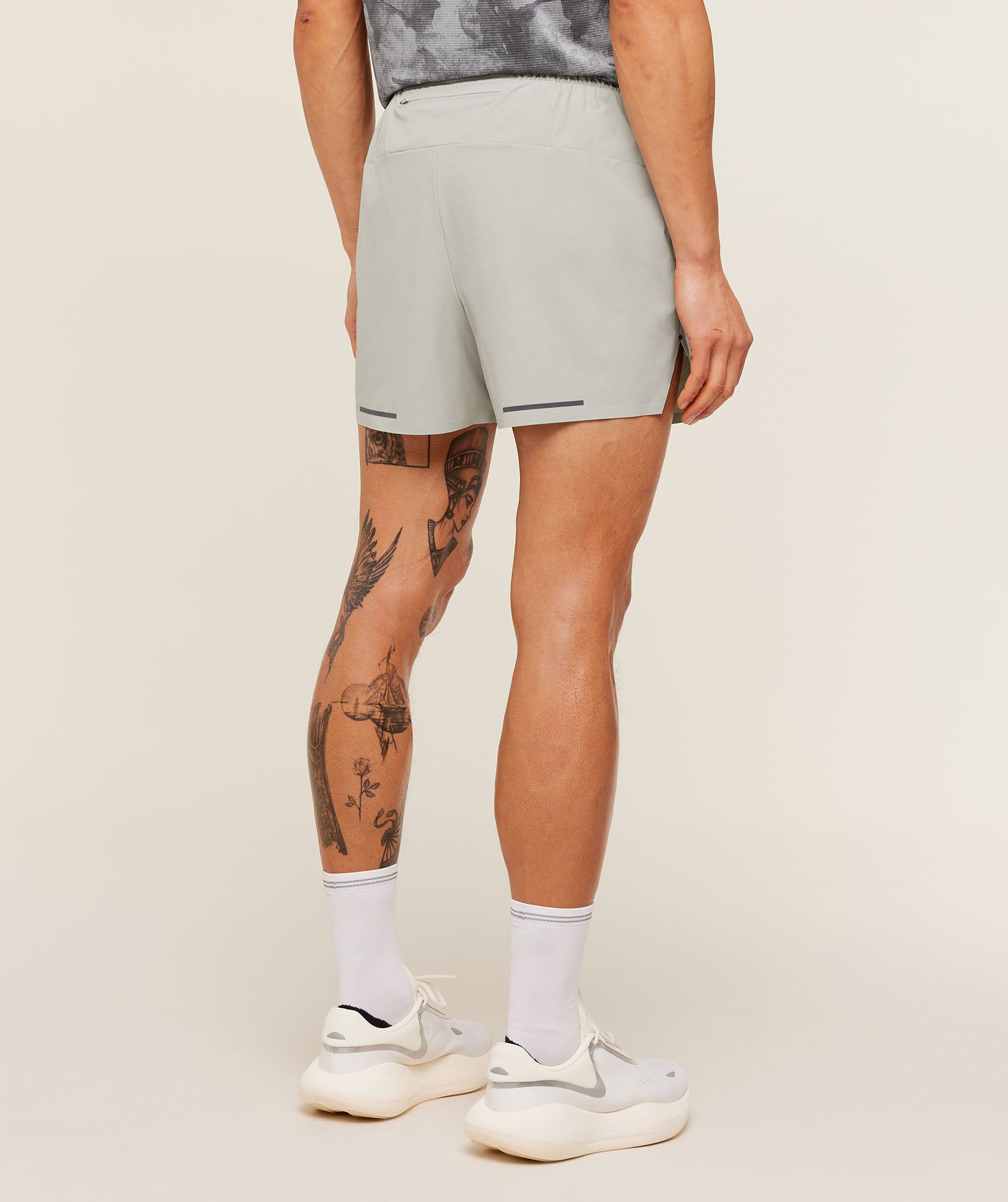 Light Gray Woven Running Shorts 5-Inch - Men's Zip Pocket Training