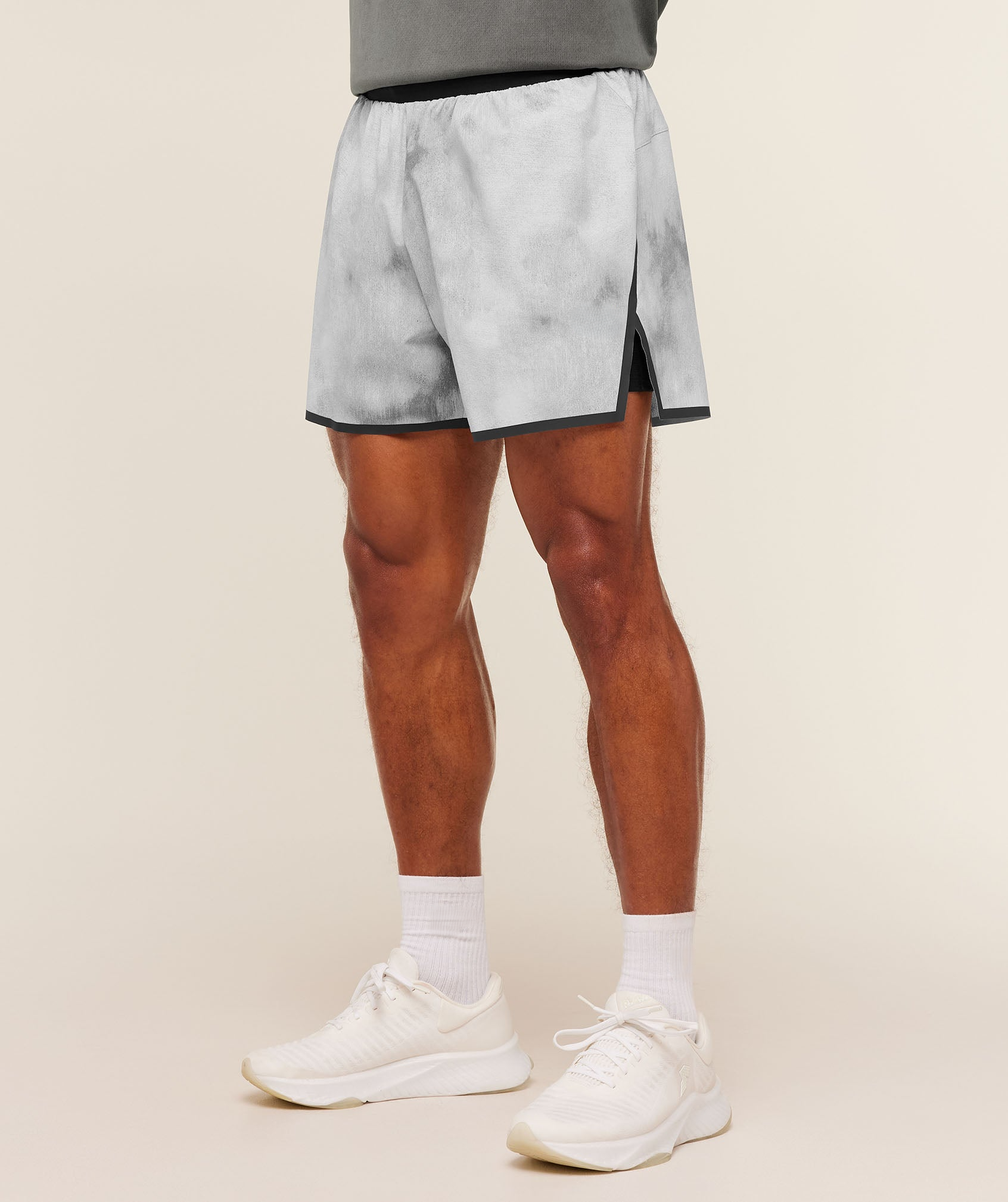 Light GrayBlack Hybrid Lined Shorts 5-Inch - Men's Gym Training