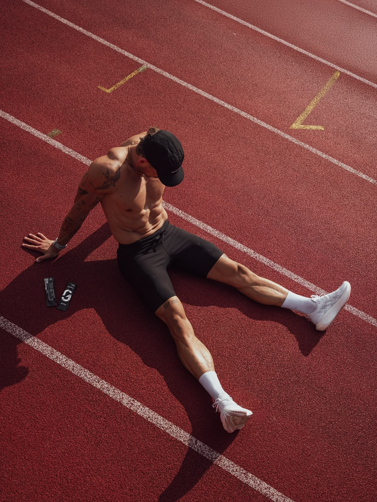 Three quarter compression base layer worn on body