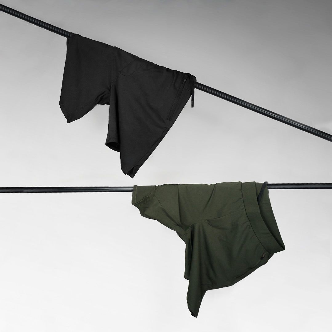 Four pairs of shorts folded for a training week